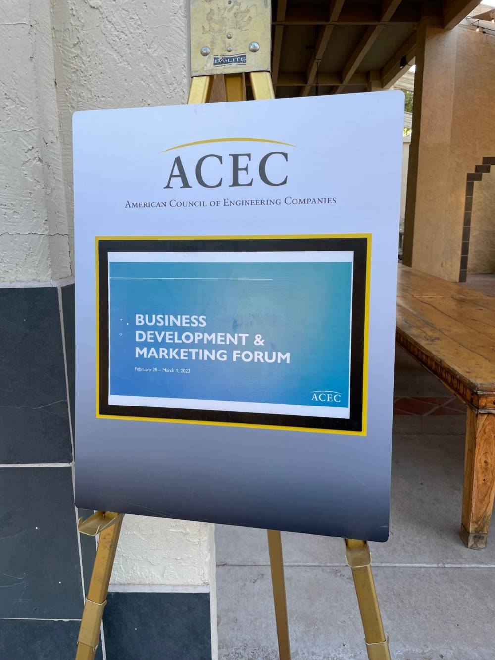 Sign that reads ACEC Business Development & Marketing Forum